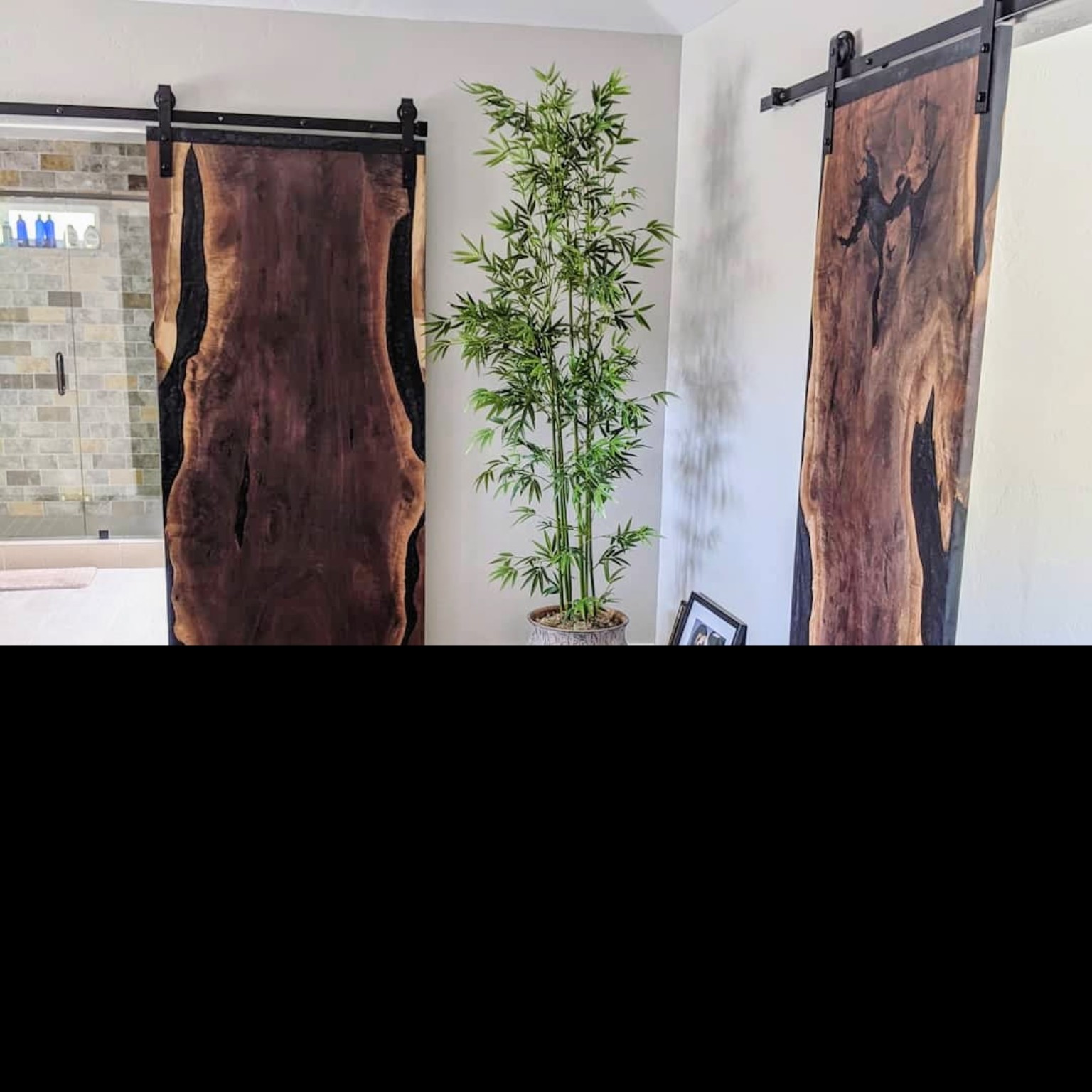 Pair of custom live edge sliding barn doors