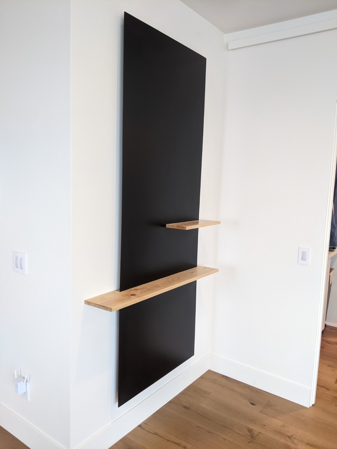 Minimal custom floating wood shelves